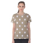 Polka Dots - White on Khaki Brown Women s Cotton Tee