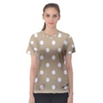 Polka Dots - White on Khaki Brown Women s Sport Mesh Tee