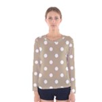 Polka Dots - White on Khaki Brown Women s Long Sleeve T-shirt