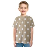 Polka Dots - White on Khaki Brown Kid s Sport Mesh Tee