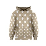 Polka Dots - White on Khaki Brown Kid s Zipper Hoodie