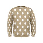 Polka Dots - White on Khaki Brown Kid s Sweatshirt