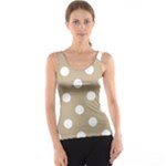 Polka Dots - White on Khaki Brown Tank Top