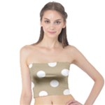 Polka Dots - White on Khaki Brown Tube Top