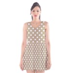 Polka Dots - White on Khaki Brown Scoop Neck Skater Dress