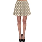 Polka Dots - White on Khaki Brown Skater Skirt