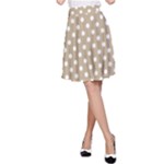 Polka Dots - White on Khaki Brown A-Line Skirt