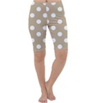 Polka Dots - White on Khaki Brown Cropped Leggings