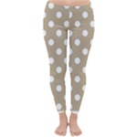 Polka Dots - White on Khaki Brown Winter Leggings