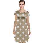 Polka Dots - White on Khaki Brown Cap Sleeve Nightdress