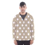 Polka Dots - White on Khaki Brown Hooded Wind Breaker (Men)