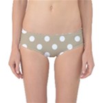 Polka Dots - White on Khaki Brown Classic Bikini Bottoms