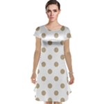 Polka Dots - Khaki Brown on White Cap Sleeve Nightdress