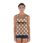 Polka Dots - White on French Beige Women s Sport Tank Top