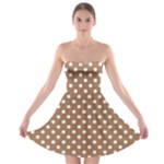 Polka Dots - White on French Beige Strapless Bra Top Dress