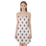 Polka Dots - French Beige on White Satin Night Slip