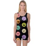 pastel smiley faces One Piece Boyleg Swimsuit