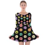 pastel smiley faces Long Sleeve Skater Dress