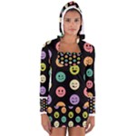 pastel smiley faces Women s Long Sleeve Hooded T-shirt