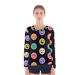 pastel smiley faces Women s Long Sleeve Tee