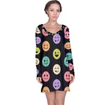 pastel smiley faces Long Sleeve Nightdress