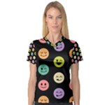 pastel smiley faces Women s V-Neck Sport Mesh Tee