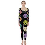 pastel smiley faces Long Sleeve Catsuit