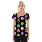 pastel smiley faces Women s Cap Sleeve Top