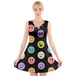 pastel smiley faces V-Neck Sleeveless Dress