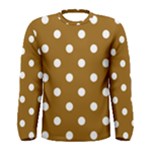 Polka Dots - White on Golden Brown Men s Long Sleeve T-shirt