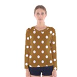 Polka Dots - White on Golden Brown Women s Long Sleeve T-shirt