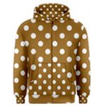 Polka Dots - White on Golden Brown Men s Zipper Hoodie