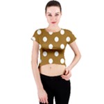 Polka Dots - White on Golden Brown Crew Neck Crop Top