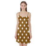 Polka Dots - White on Golden Brown Satin Night Slip