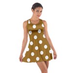 Polka Dots - White on Golden Brown Cotton Racerback Dress