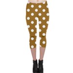 Polka Dots - White on Golden Brown Capri Leggings