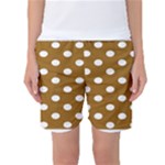 Polka Dots - White on Golden Brown Women s Basketball Shorts