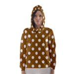 Polka Dots - White on Golden Brown Hooded Wind Breaker (Women)