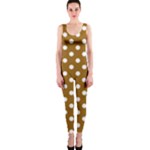 Polka Dots - White on Golden Brown OnePiece Catsuit