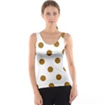 Polka Dots - Golden Brown on White Tank Top