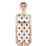 Polka Dots - Golden Brown on White Women s Cutout Shoulder Dress