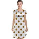 Polka Dots - Golden Brown on White Cap Sleeve Nightdress