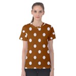 Polka Dots - White on Brown Women s Cotton Tee