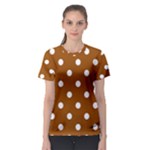 Polka Dots - White on Brown Women s Sport Mesh Tee