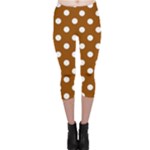 Polka Dots - White on Brown Capri Leggings