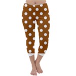 Polka Dots - White on Brown Capri Winter Leggings