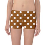 Polka Dots - White on Brown Boyleg Bikini Bottoms