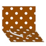 Polka Dots - White on Brown Heart Bottom 3D Greeting Card (7x5)