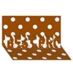 Polka Dots - White on Brown BEST BRO 3D Greeting Card (8x4)