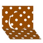 Polka Dots - White on Brown Circle 3D Greeting Card (7x5)